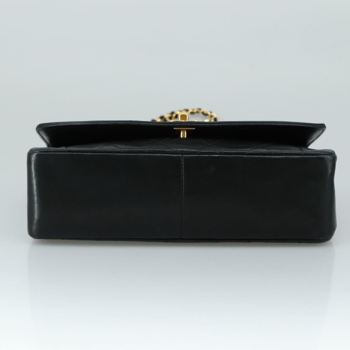 CHANEL Matelasse Chain Shoulder Bag Lamb Skin Black Gold CC PP104A