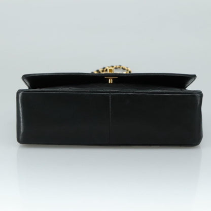 CHANEL Matelasse Chain Shoulder Bag Lamb Skin Black Gold CC PP104A