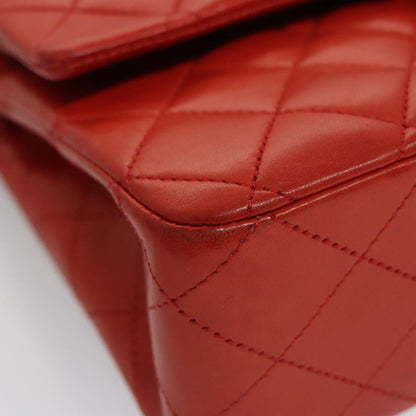CHANEL Matelasse Chain Shoulder Bag Lamb Skin Orange Silver CC PP105A