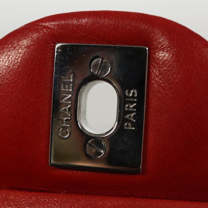 CHANEL Matelasse Chain Shoulder Bag Lamb Skin Orange Silver CC PP105A