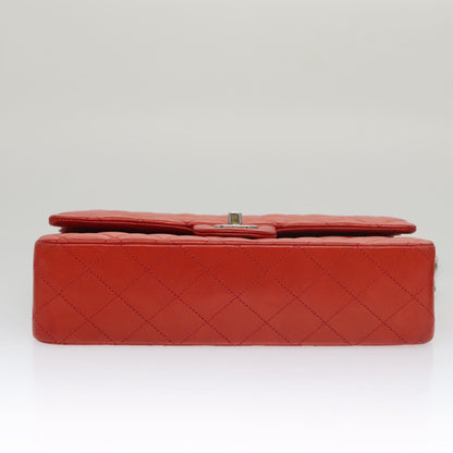 CHANEL Matelasse Chain Shoulder Bag Lamb Skin Orange Silver CC PP105A