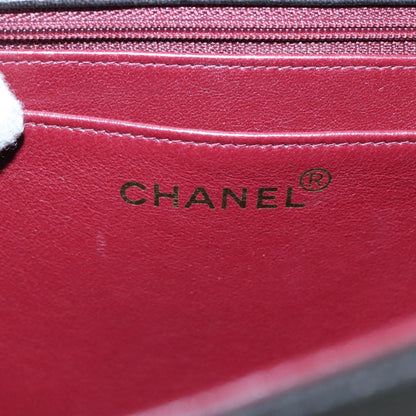 CHANEL Chain Hand Bag Leather Black Gold CC PP125