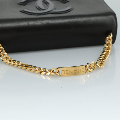 CHANEL Chain Hand Bag Leather Black Gold CC PP125
