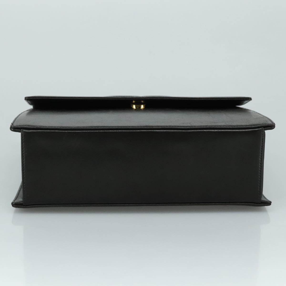 CHANEL Chain Hand Bag Leather Black Gold CC PP125