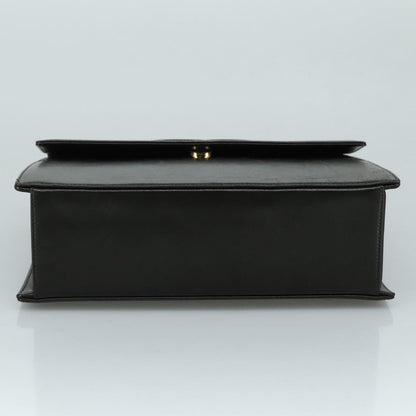 CHANEL Chain Hand Bag Leather Black Gold CC PP125