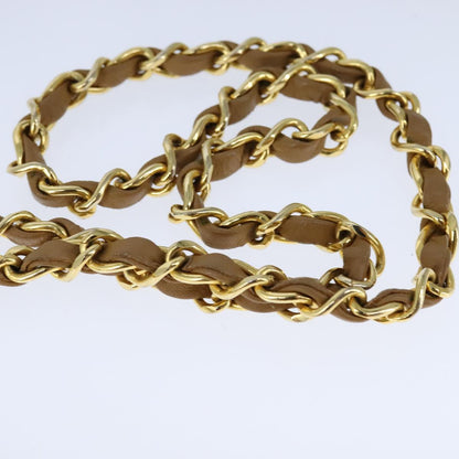 CHANEL Matelasse Chain Hand Bag Lamb Skin 2way Brown Gold CC PP128