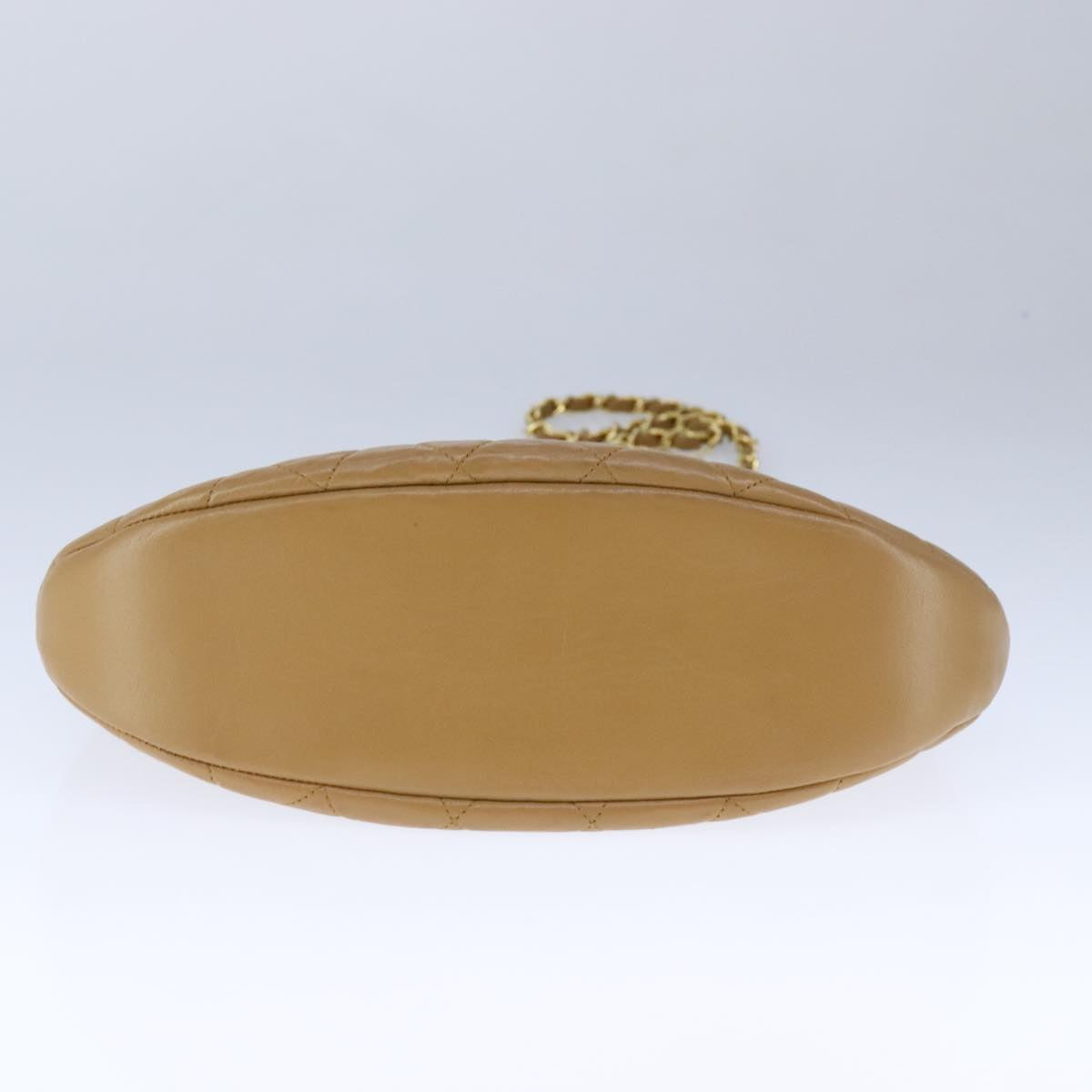 CHANEL Matelasse Chain Hand Bag Lamb Skin 2way Brown Gold CC PP128