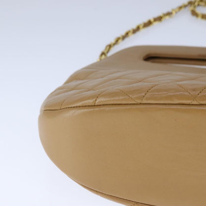 CHANEL Matelasse Chain Hand Bag Lamb Skin 2way Brown Gold CC PP128