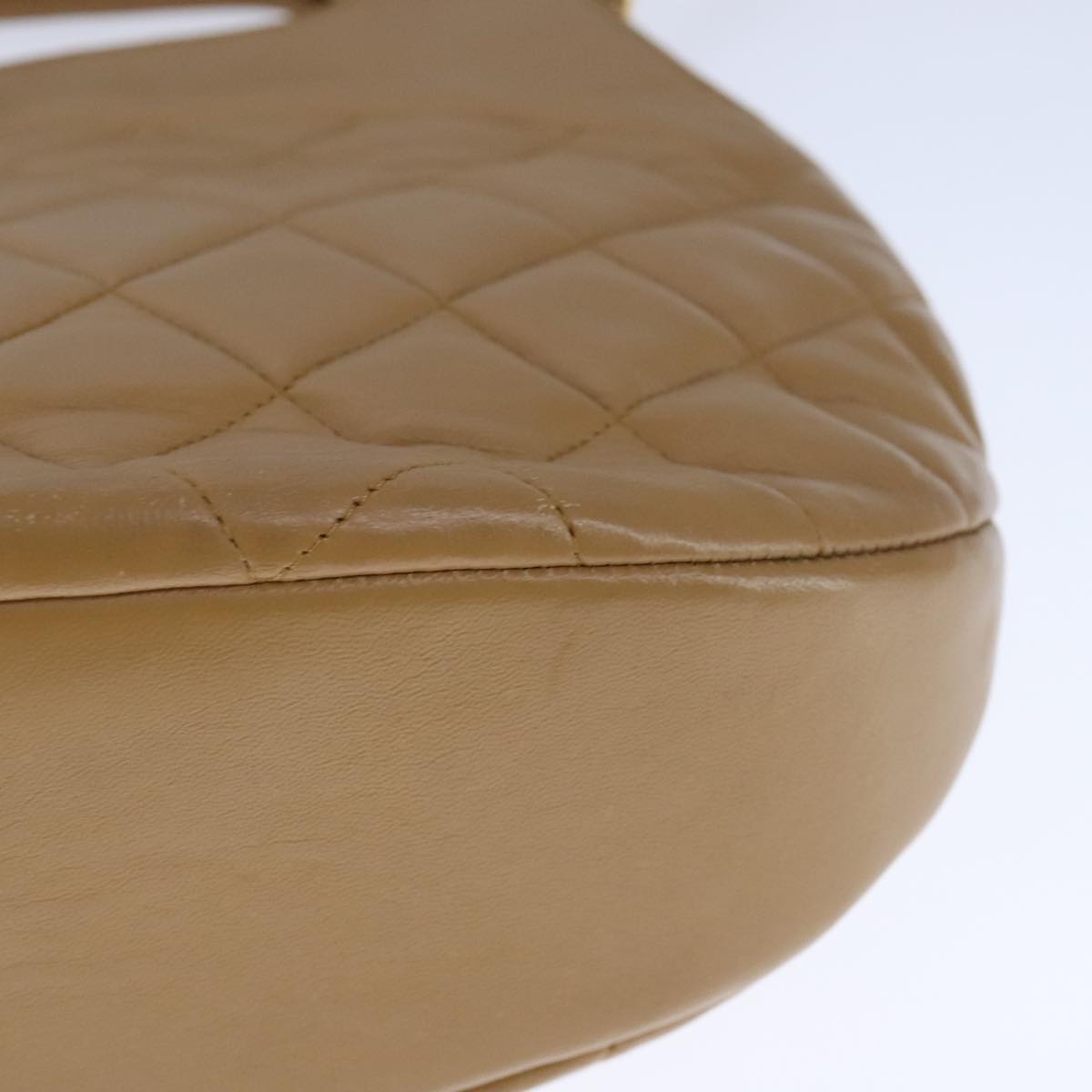 CHANEL Matelasse Chain Hand Bag Lamb Skin 2way Brown Gold CC PP128