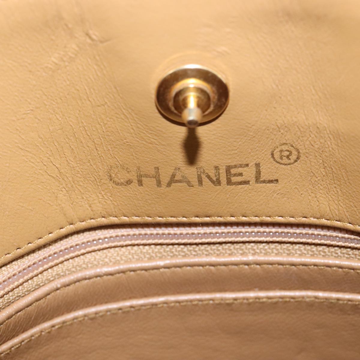 CHANEL Matelasse Chain Hand Bag Lamb Skin 2way Brown Gold CC PP128