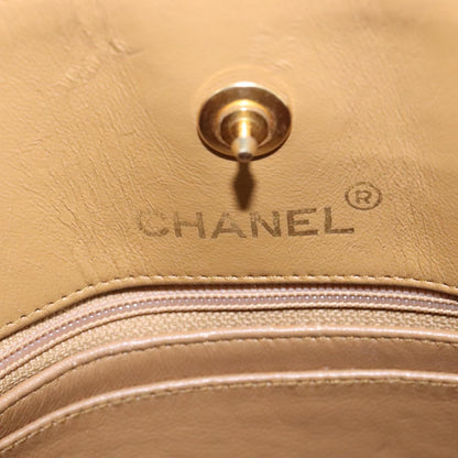 CHANEL Matelasse Chain Hand Bag Lamb Skin 2way Brown Gold CC PP128