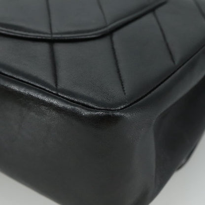 CHANEL Chain Hand Bag Lamb Skin 2way Black Gold CC PP129