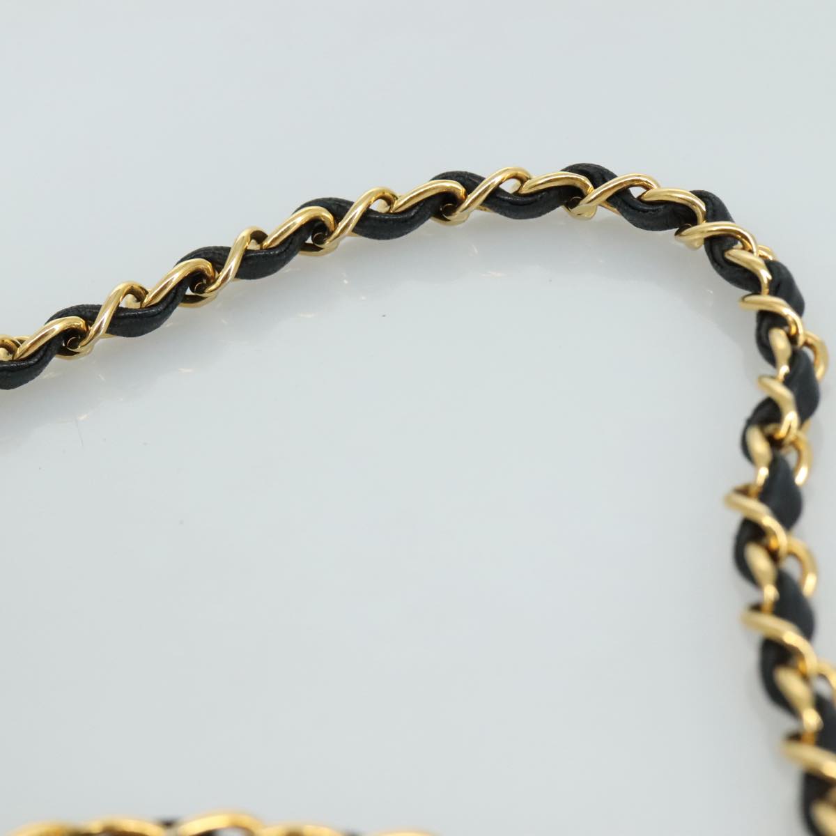 CHANEL Chain Hand Bag Lamb Skin 2way Black Gold CC PP129