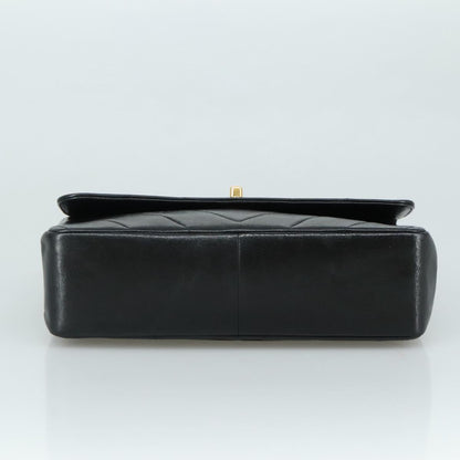 CHANEL Chain Hand Bag Lamb Skin 2way Black Gold CC PP129