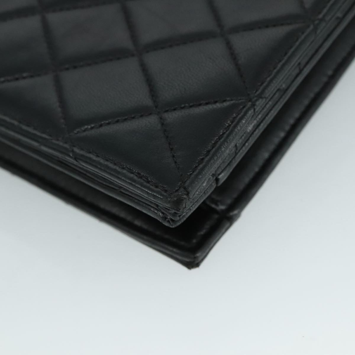 CHANEL Matelasse Hand Bag Lamb Skin Black CC PP131