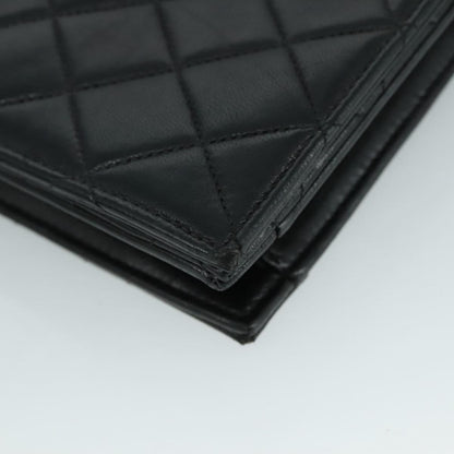 CHANEL Matelasse Hand Bag Lamb Skin Black CC PP131