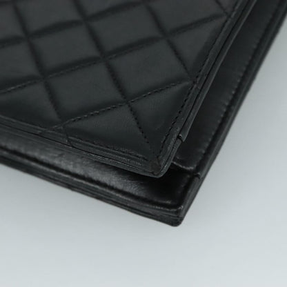CHANEL Matelasse Hand Bag Lamb Skin Black CC PP131