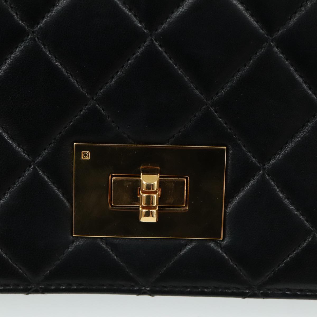 CHANEL Matelasse Hand Bag Lamb Skin Black CC PP131