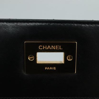 CHANEL Matelasse Hand Bag Lamb Skin Black CC PP131