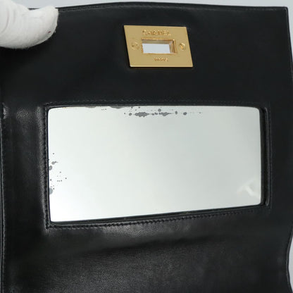 CHANEL Matelasse Hand Bag Lamb Skin Black CC PP131