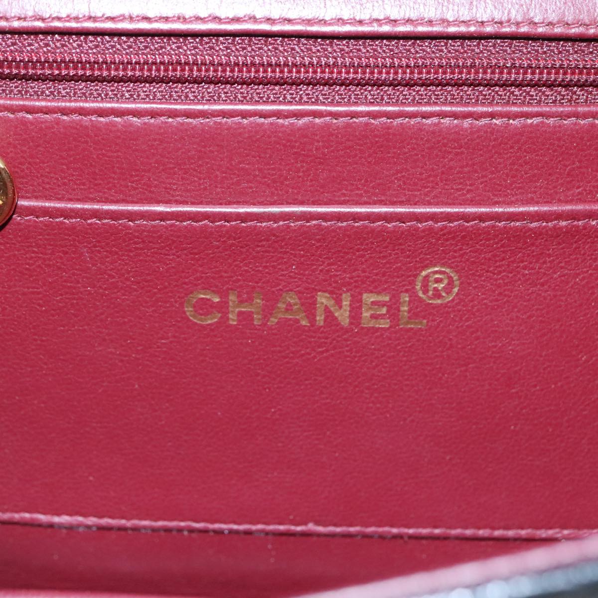 CHANEL Matelasse Hand Bag Lamb Skin Black CC PP131