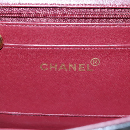 CHANEL Matelasse Hand Bag Lamb Skin Black CC PP131