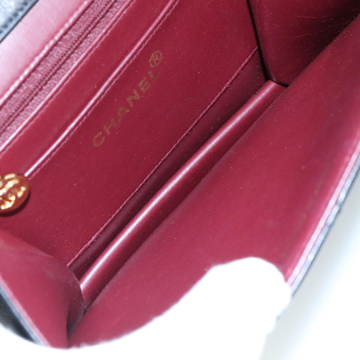 CHANEL Matelasse Hand Bag Lamb Skin Black CC PP131