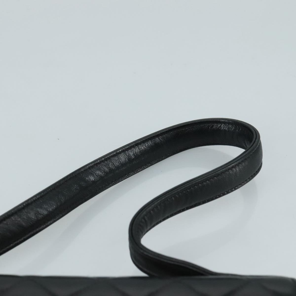 CHANEL Matelasse Hand Bag Lamb Skin Black CC PP131