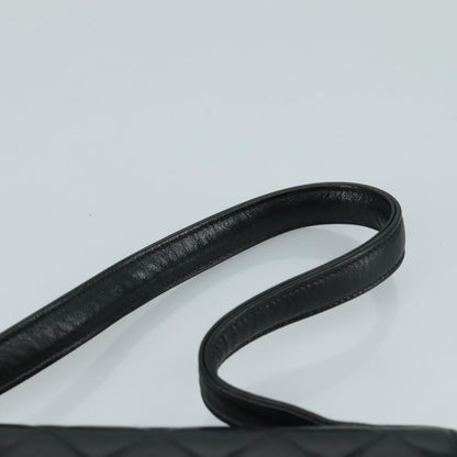 CHANEL Matelasse Hand Bag Lamb Skin Black CC PP131