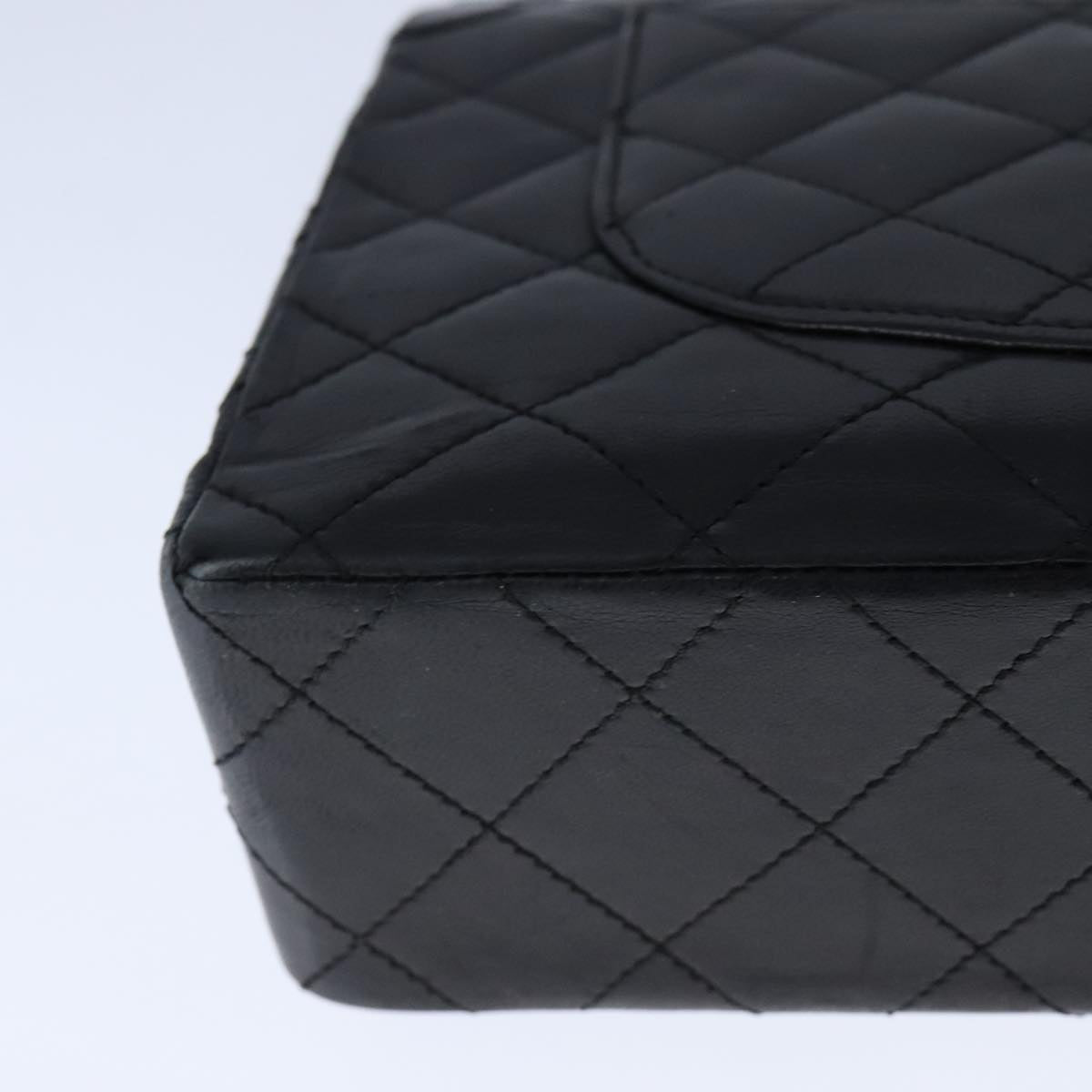 CHANEL Chain Matelasse Shoulder Bag Lamb Skin Black Gold CC PP135
