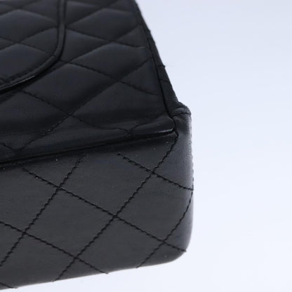 CHANEL Chain Matelasse Shoulder Bag Lamb Skin Black Gold CC PP135