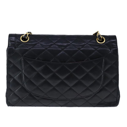 CHANEL Chain Matelasse Shoulder Bag Lamb Skin Black Gold CC PP135