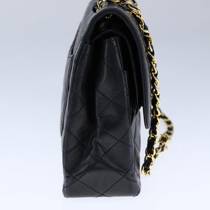 CHANEL Chain Matelasse Shoulder Bag Lamb Skin Black Gold CC PP135