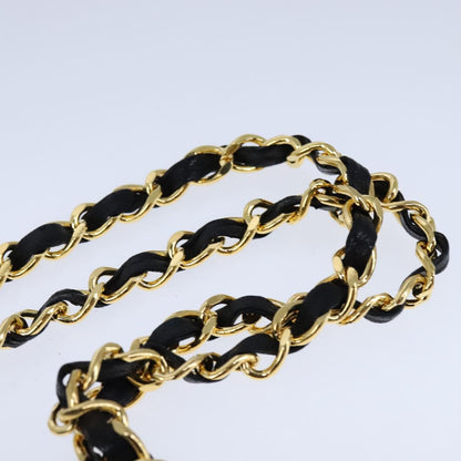 CHANEL Chain Matelasse Shoulder Bag Lamb Skin Black Gold CC PP135