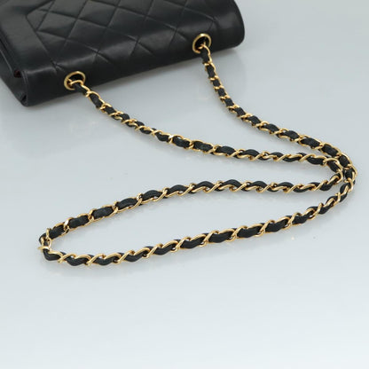 CHANEL Chain Diana Shoulder Bag Lamb Skin Black Gold CC PP139