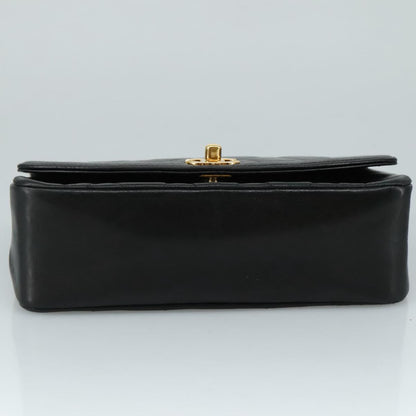 CHANEL Chain Diana Shoulder Bag Lamb Skin Black Gold CC PP139