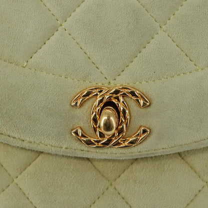 CHANEL Matelasse Chain Shoulder Bag Cotton Green Gold CC PP142