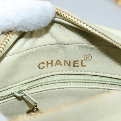 CHANEL Matelasse Chain Shoulder Bag Cotton Green Gold CC PP142