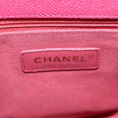 CHANEL Matelasse Chain Shoulder Bag Caviar Skin Pink CC PP143A