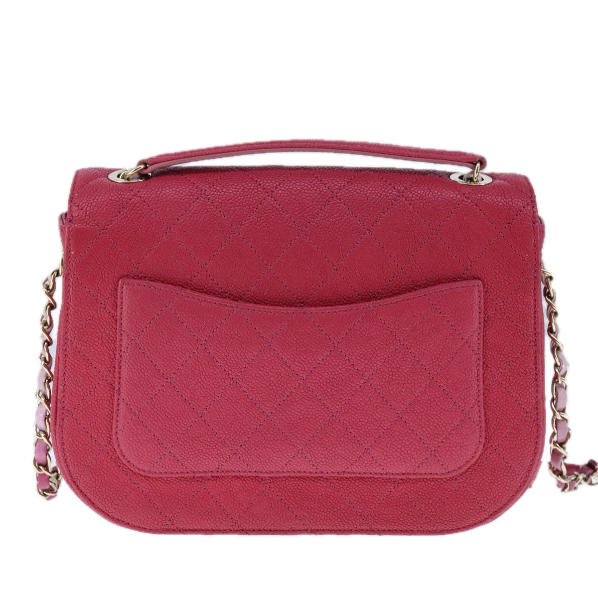 CHANEL Matelasse Chain Shoulder Bag Caviar Skin Pink CC PP143A