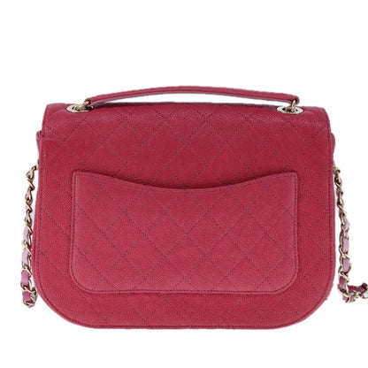 CHANEL Matelasse Chain Shoulder Bag Caviar Skin Pink CC PP143A