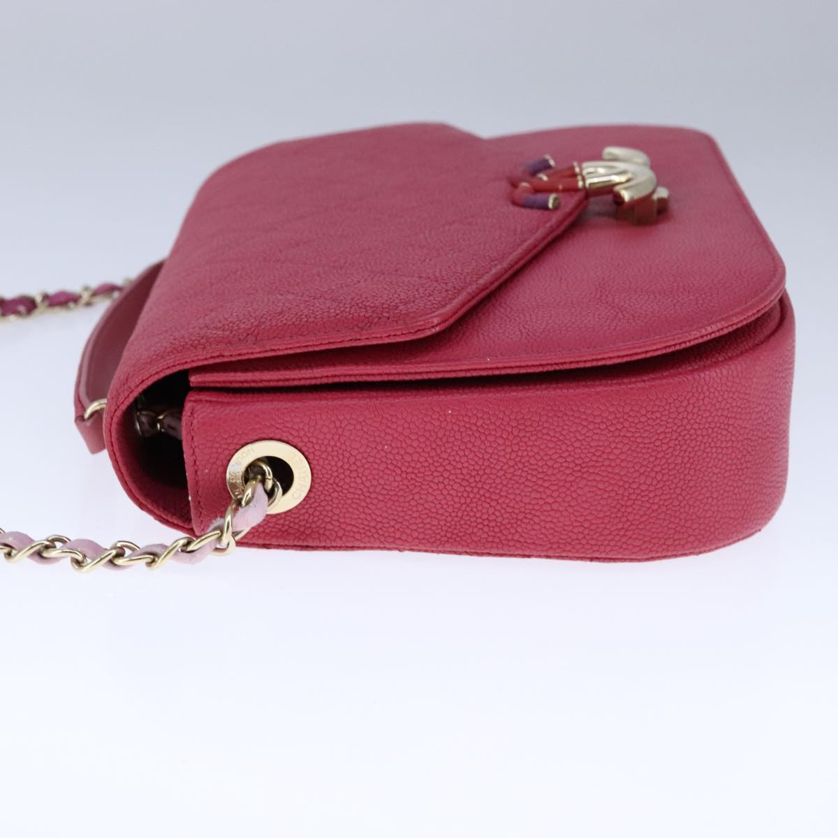 CHANEL Matelasse Chain Shoulder Bag Caviar Skin Pink CC PP143A