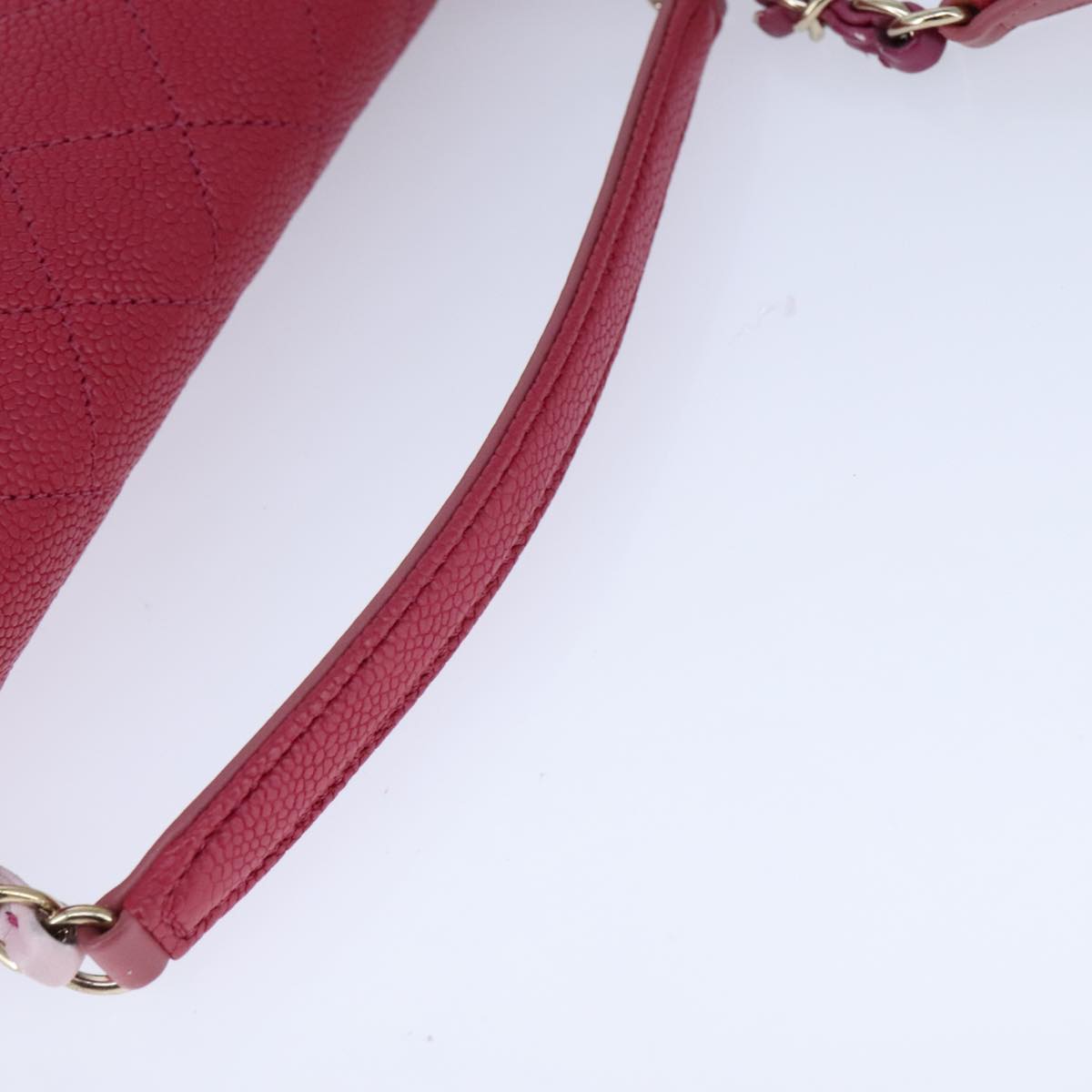 CHANEL Matelasse Chain Shoulder Bag Caviar Skin Pink CC PP143A