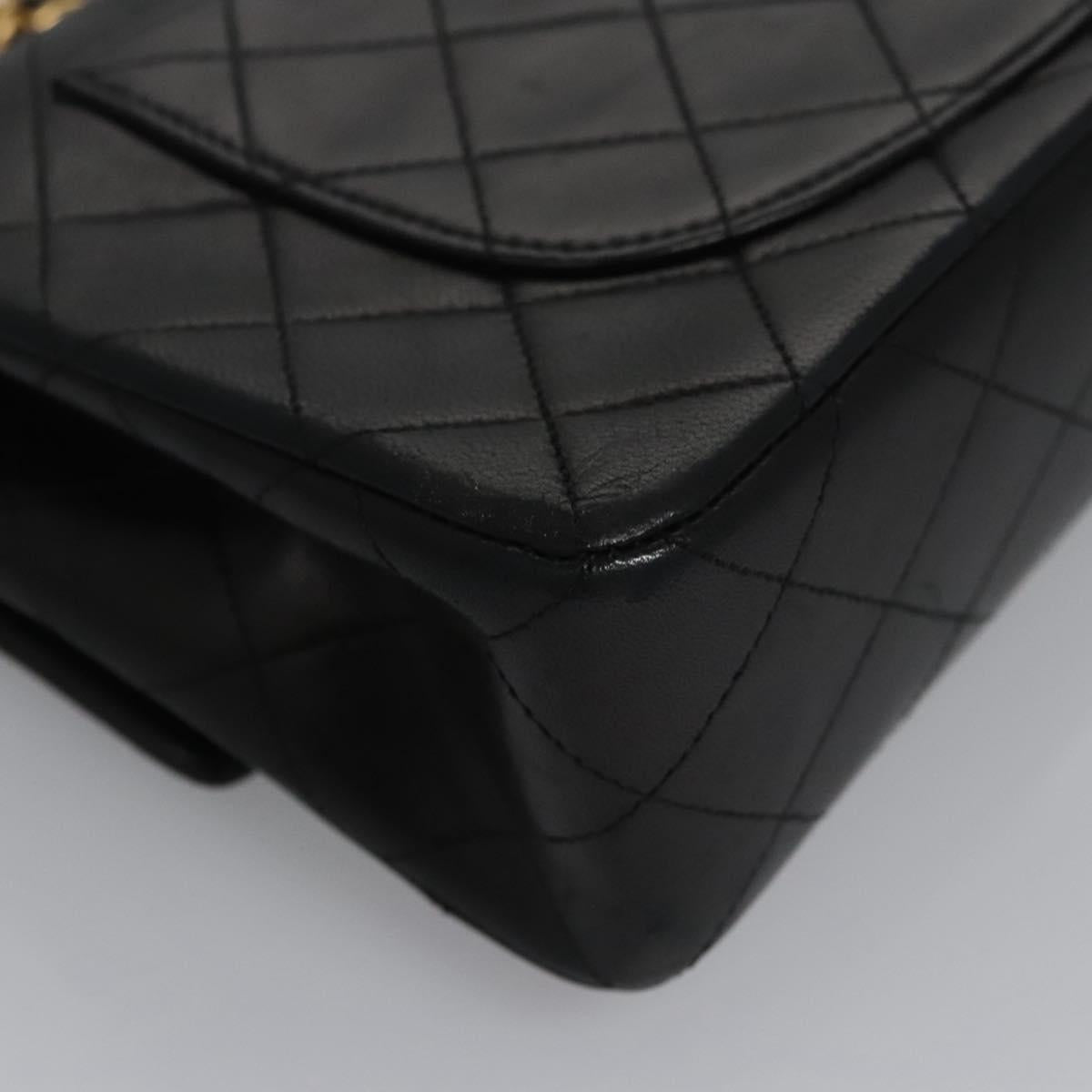 CHANEL Matelasse 23  Chain Shoulder Bag Lamb Skin Black Gold CC PP162