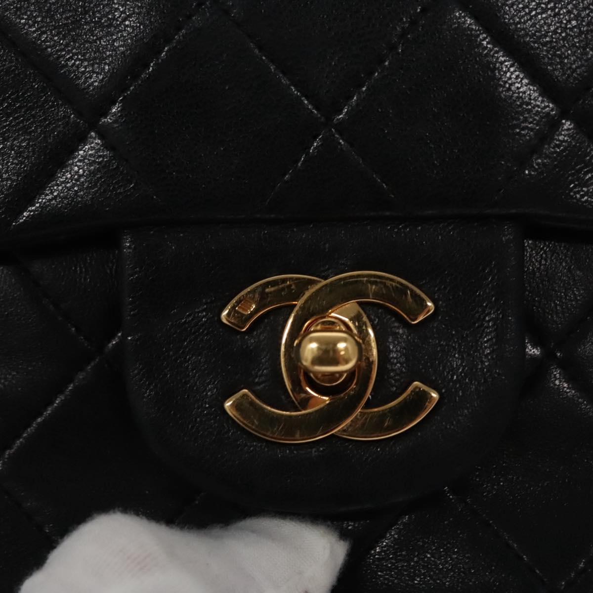 CHANEL Matelasse 23  Chain Shoulder Bag Lamb Skin Black Gold CC PP162