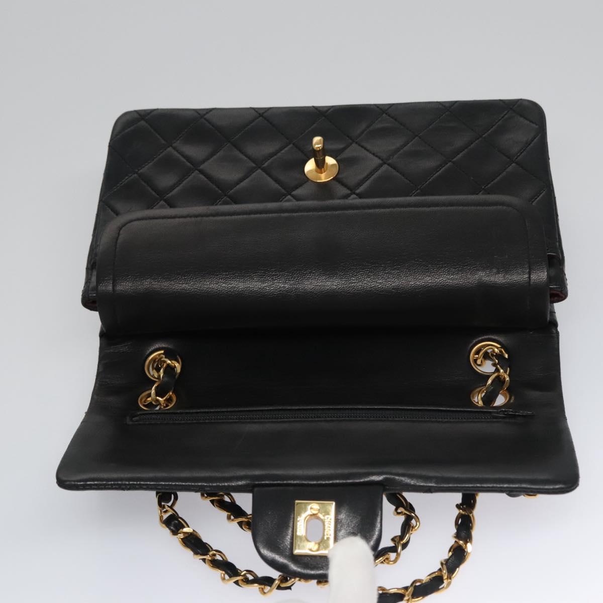 CHANEL Matelasse 23  Chain Shoulder Bag Lamb Skin Black Gold CC PP162