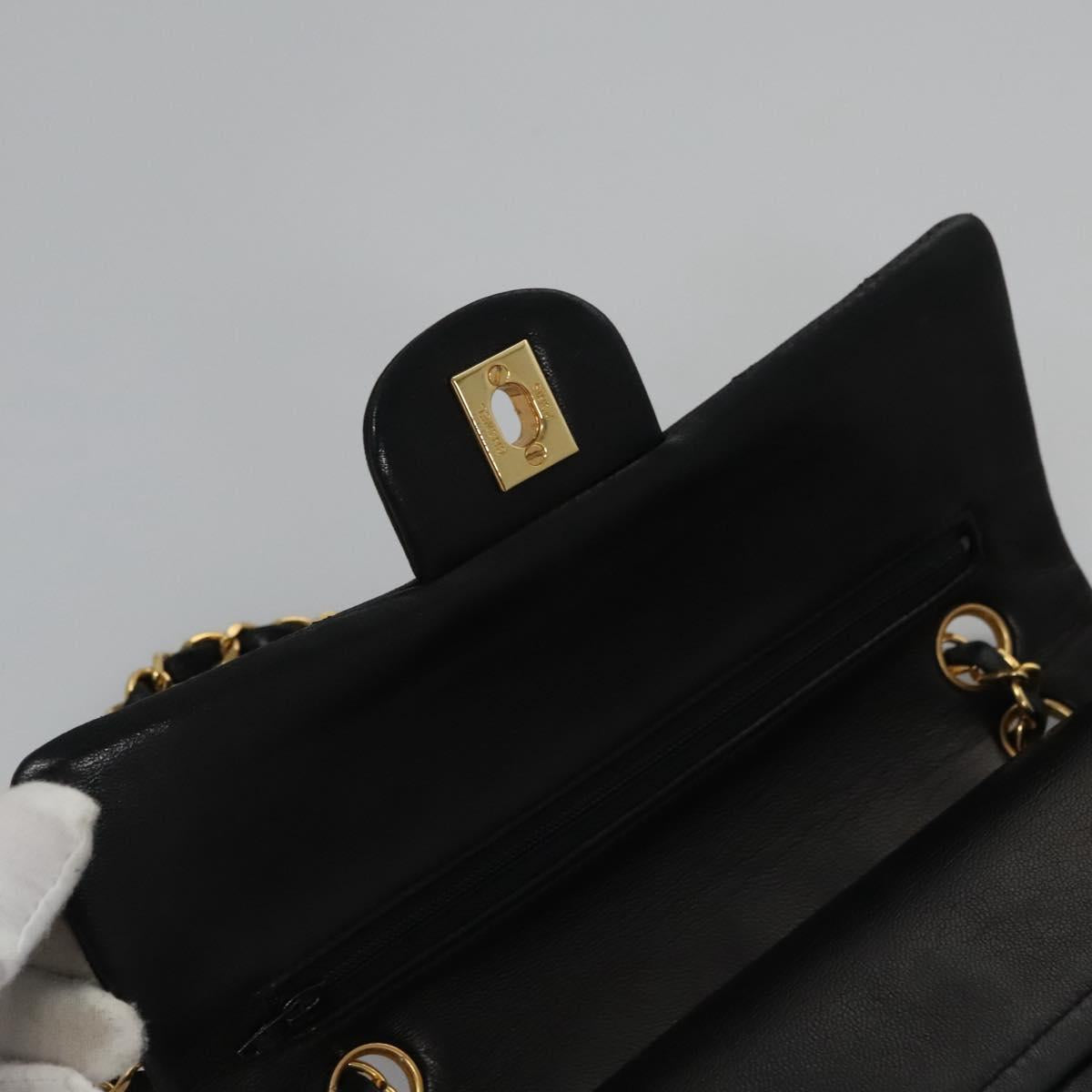 CHANEL Matelasse 23  Chain Shoulder Bag Lamb Skin Black Gold CC PP162