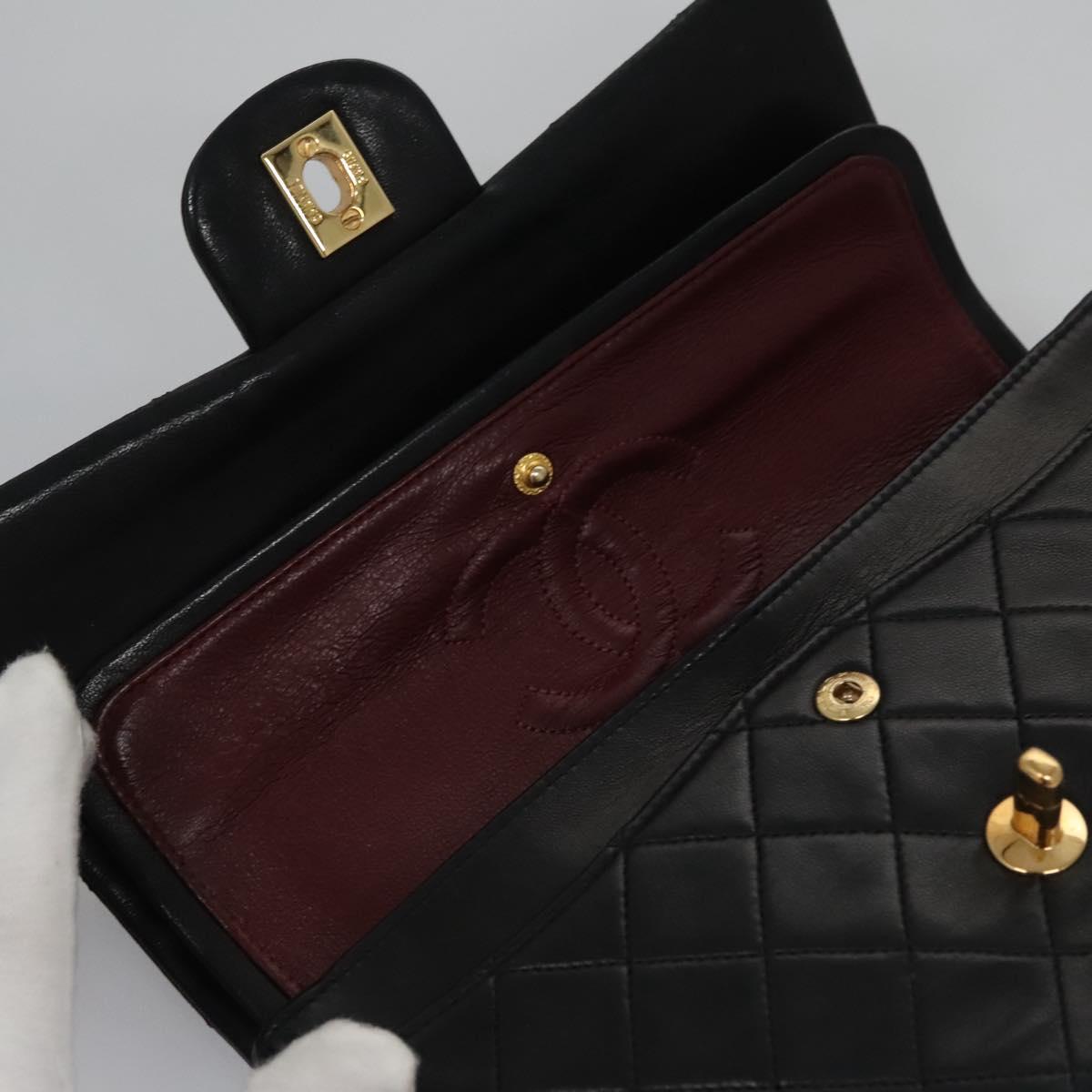 CHANEL Matelasse 23  Chain Shoulder Bag Lamb Skin Black Gold CC PP162