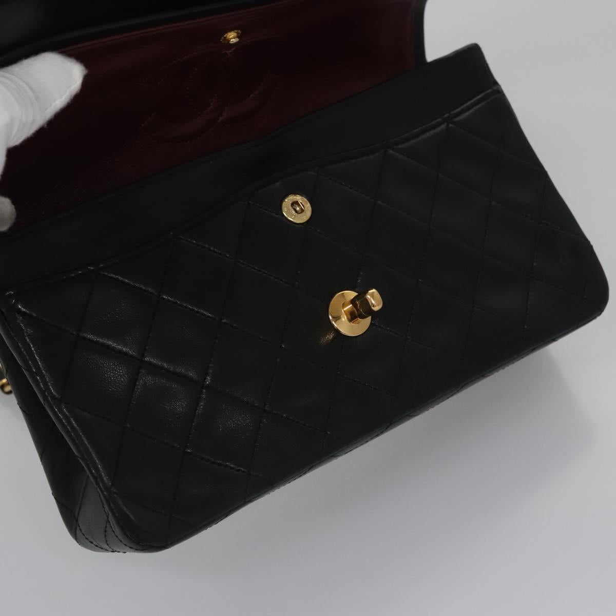 CHANEL Matelasse 23  Chain Shoulder Bag Lamb Skin Black Gold CC PP162