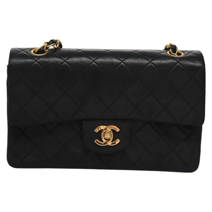CHANEL Matelasse 23  Chain Shoulder Bag Lamb Skin Black Gold CC PP162